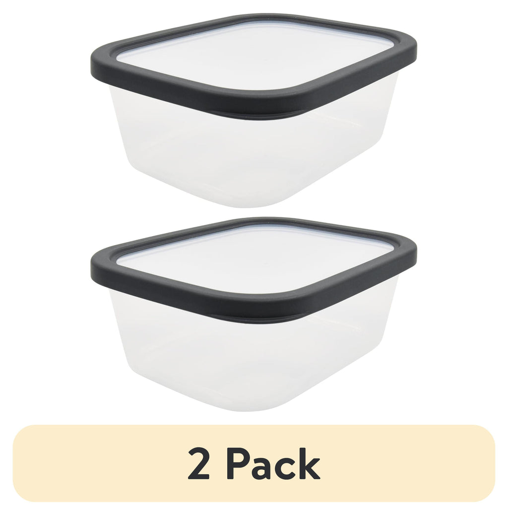 (2 pack) Plastic Durable Gray Food Storage Container 8 Cup 2 Count