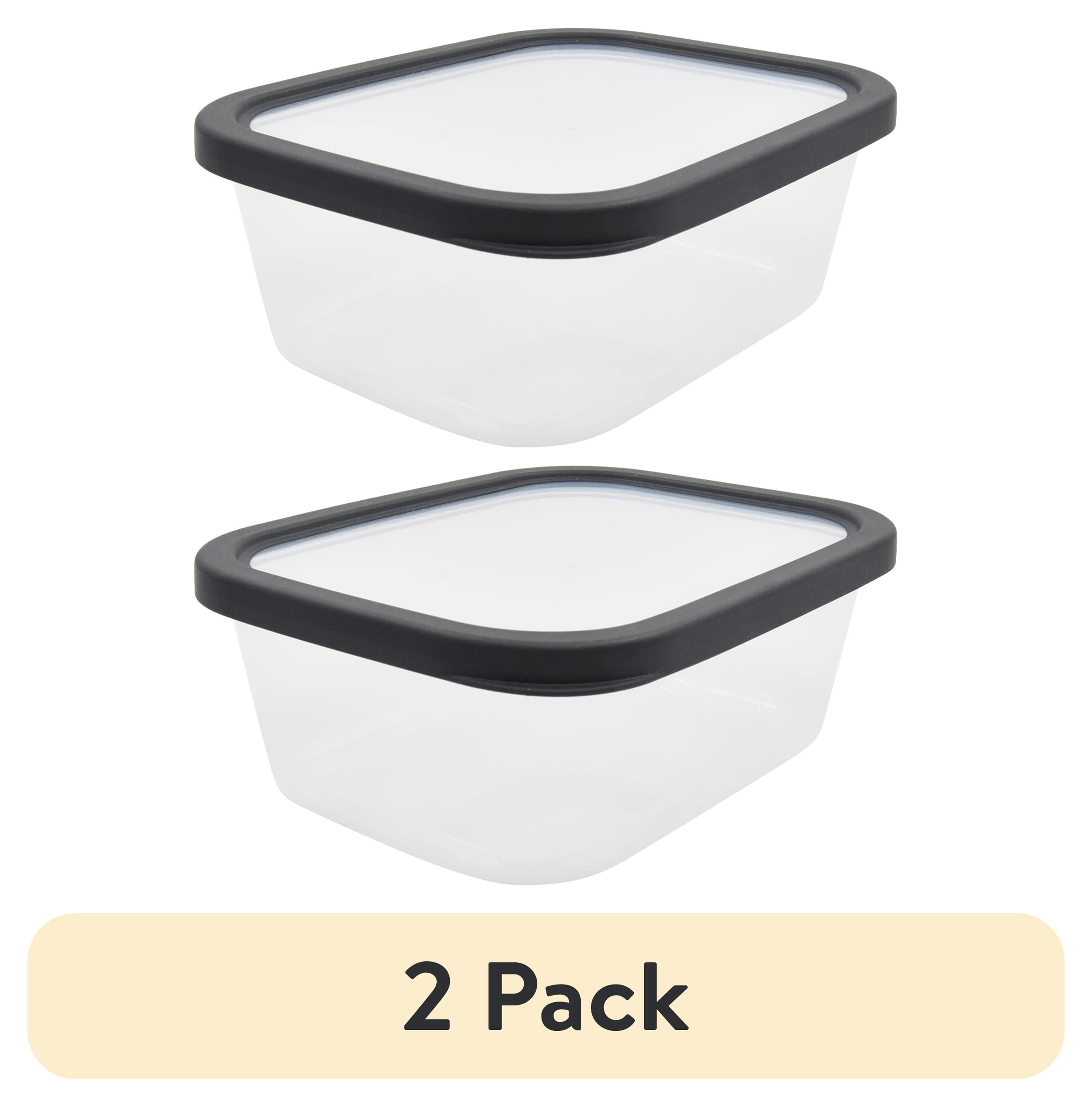 (2 pack) Plastic Durable Gray Food Storage Container 8 Cup 2 Count