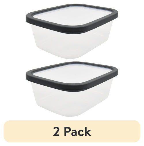 (2 pack) Plastic Durable Gray Food Storage Container 8 Cup 2 Count