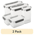 (2 pack) Thyme and Table 6-Piece Clear Ribbed Food Storage Container Set