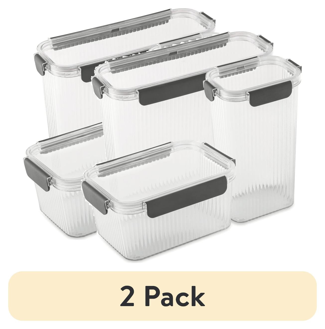 (2 pack) Thyme and Table 6-Piece Clear Ribbed Food Storage Container Set