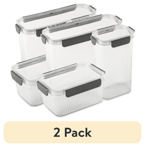 (2 pack) Thyme and Table 6-Piece Clear Ribbed Food Storage Container Set