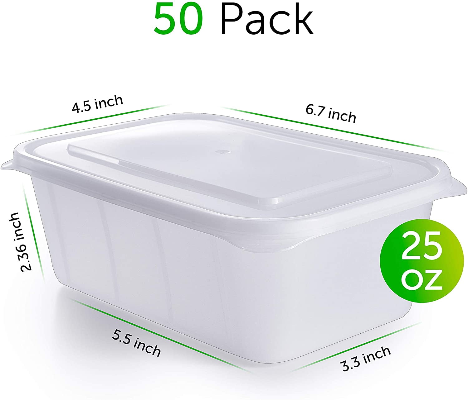 50 pack Plastic Food Storage Container 25 Oz 100% BPA-free - Reusable Plastic Containers with Lids - Image 3