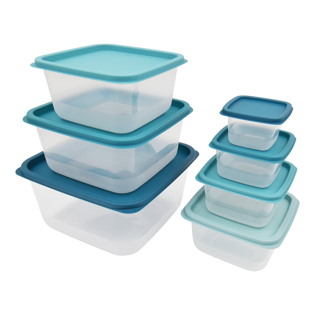 (2 pack) 14 Piece Teal Plastic Food Storage Set, Teal Ombre, Ideal Use for Meal Prep and Batch Cooking - Image 6