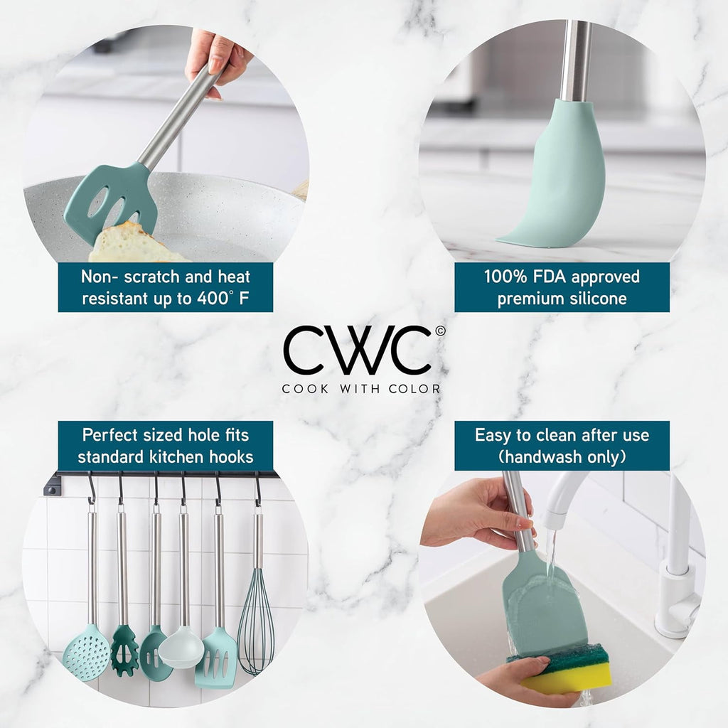 10-Pc ing Utensils Set Kitchen Gadgets & Essentials, Teal - Image 4