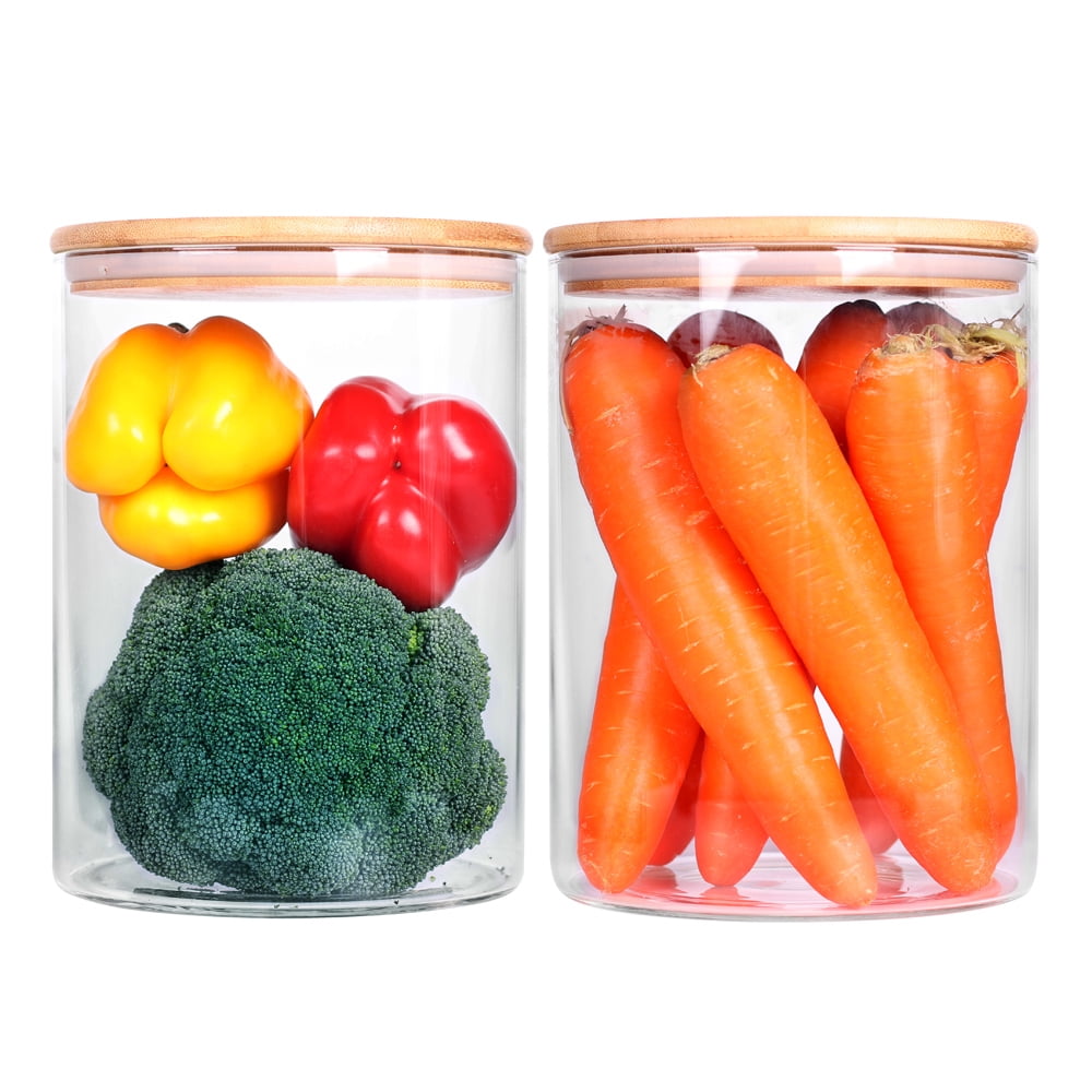 Set of 2 Large Glass Food Storage jar, 100 FL OZ (3000ml) Glass Flour Canister with Airtight Bamboo Lids for Kitchen ... - Image 2
