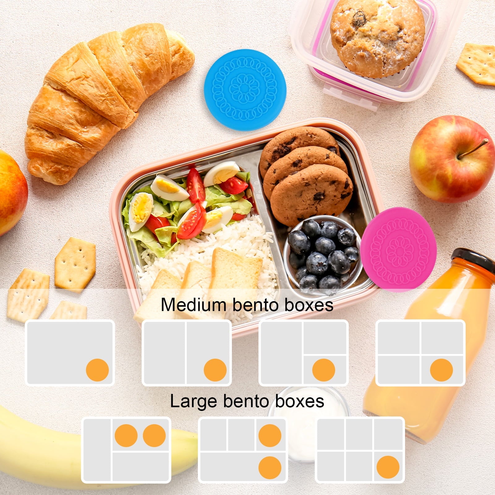 Bocaoying 8 Pack Salad Dressing Container To Go, 2.4 oz/70ml Reusable Small Condiment Containers with Lids, Leakproof Silicone Lids Stainles - Image 4
