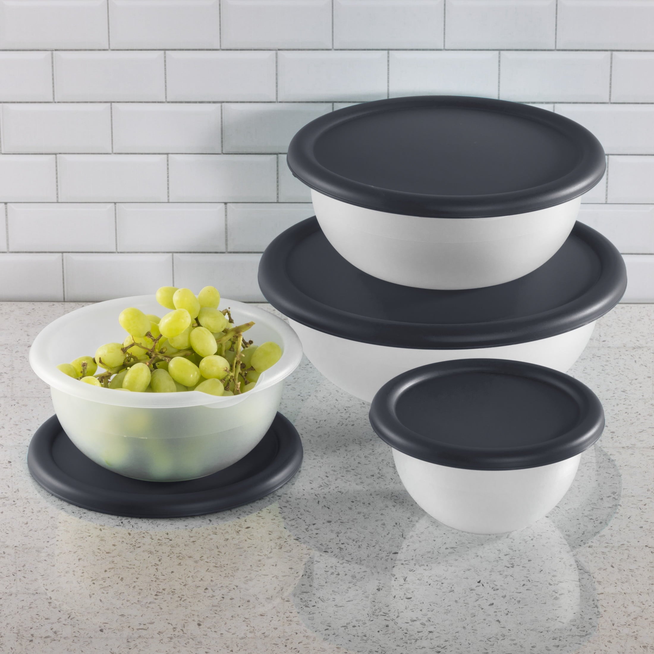 Mainstays 8 Piece Covered Bowl Set, 8 Piece Covered Bowl Set, Dark Gray - Image 2