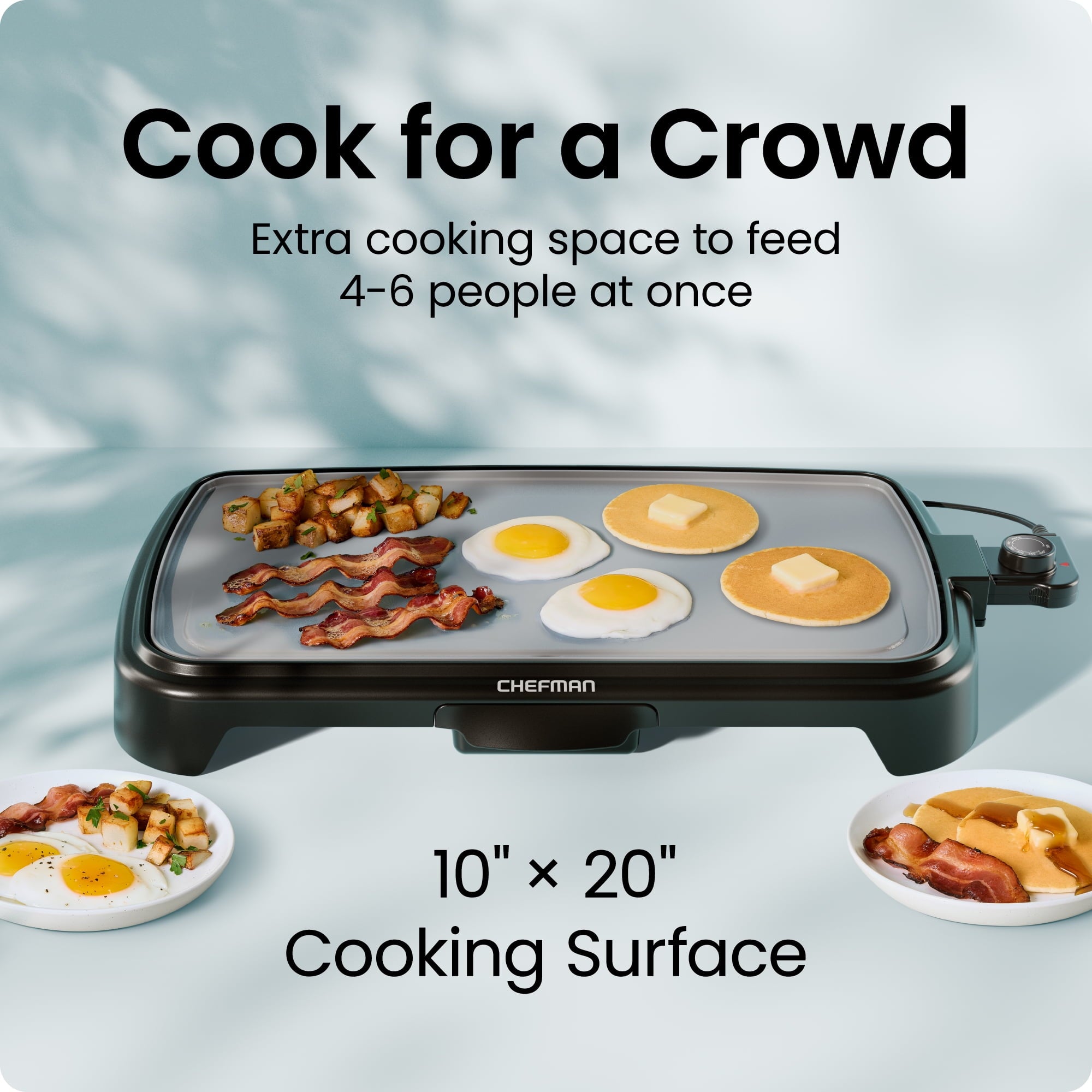10" x 20" Nonstick Extra-Large Griddle, Grey - Image 2