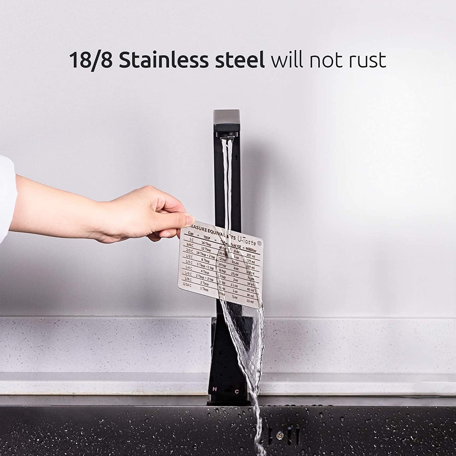 U-Taste Professional Measurement Conversion Chart Refrigerator Magnet in 18/8 Stainless Steel, Converts Cups, Tbsp, Tsp, Fl Oz & Ml. - Image 3