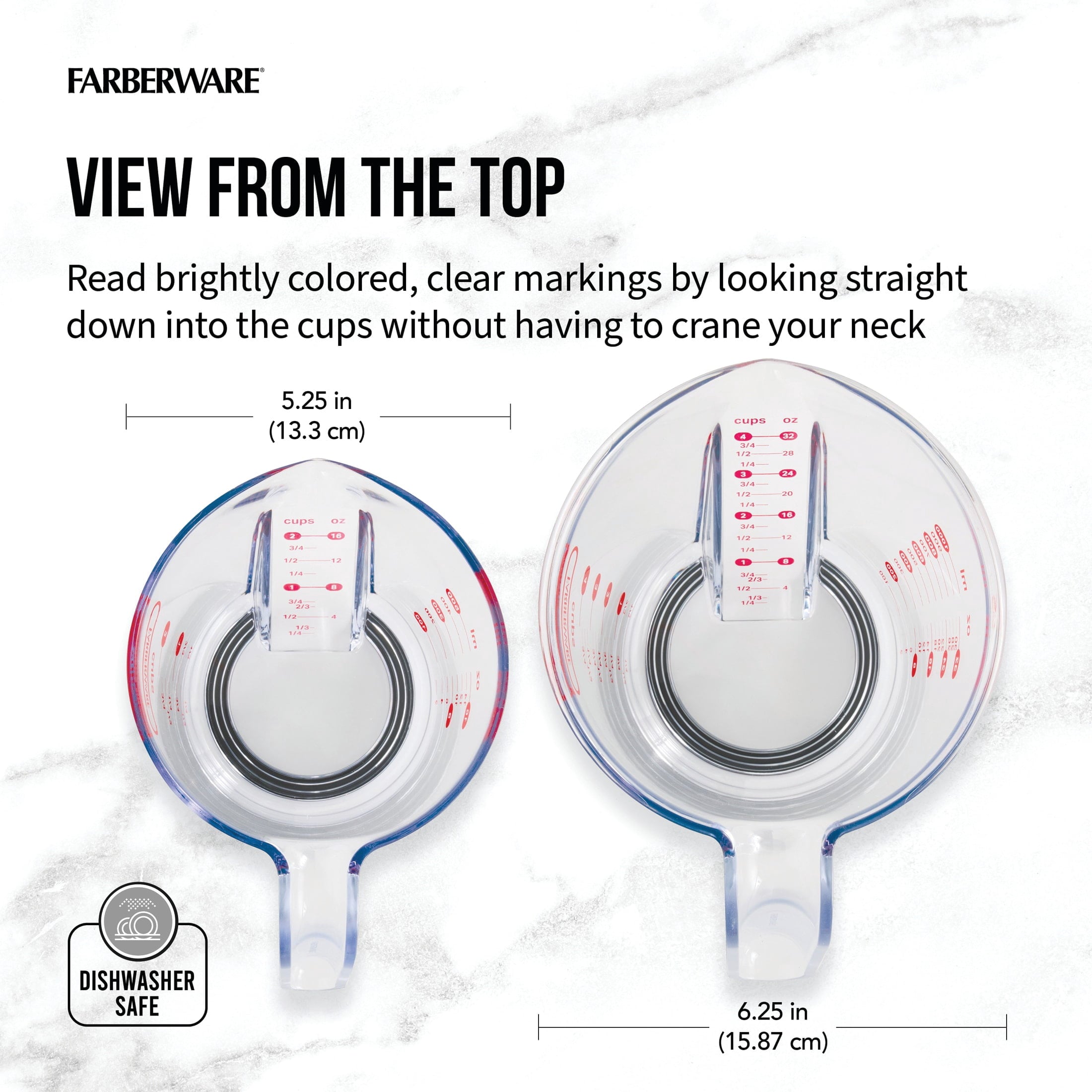 Professional Set of 2 Nesting Measuring Cups with Easy-Read Design, Clear - Image 3