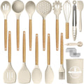 29 Pcs Silicone Kitchen Utensil Set, Cooking Utensils Set with Wooden Handle, Food Grade Silicone Spatula Set, BPA-Fr...