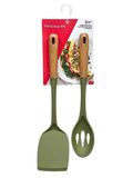 and Silicone Utensil Set, Large Turner, Large Slot Spoon, Kitchen Cooking Utensils with Handle and Silicone Head