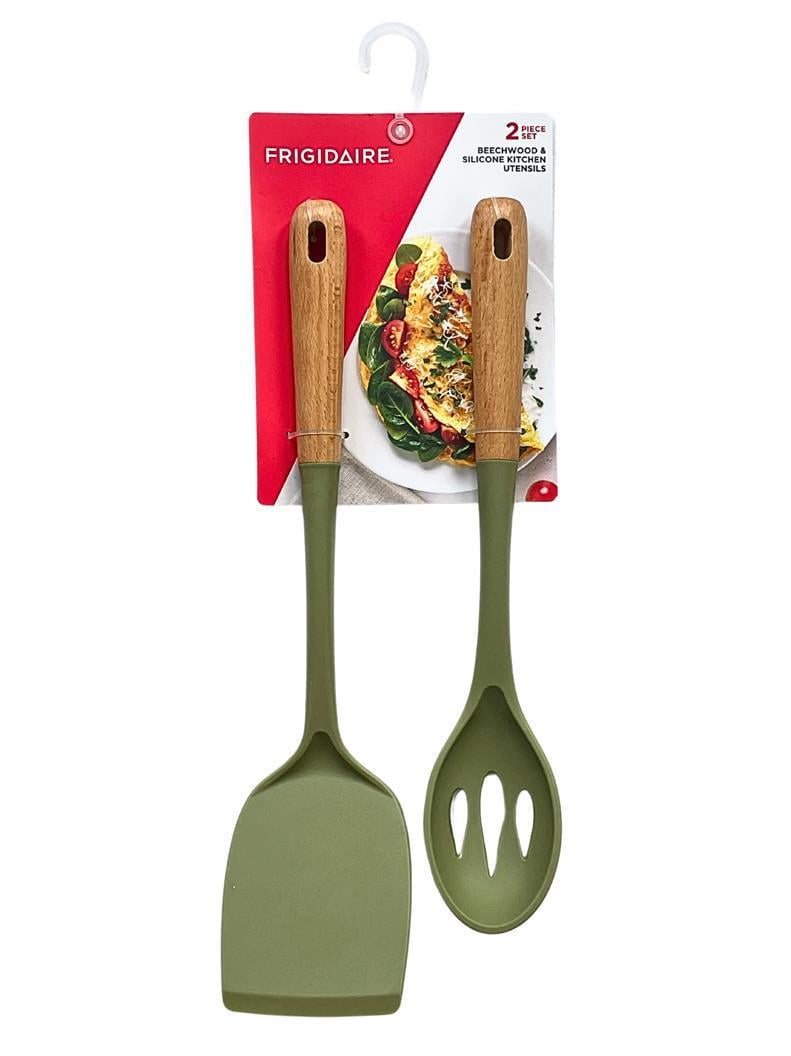 and Silicone Utensil Set, Large Turner, Large Slot Spoon, Kitchen Cooking Utensils with Handle and Silicone Head