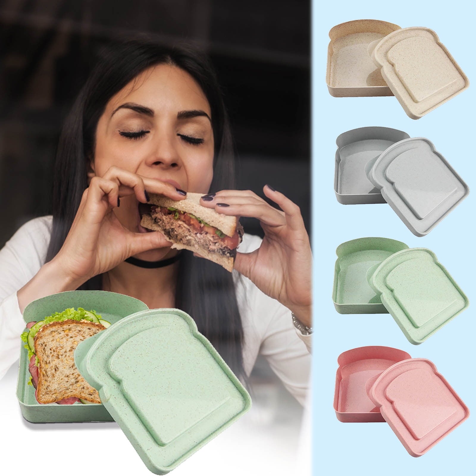 Box Food Storage Toast Shape Holder Plastic for Lunch, Keeper for Adults Prep Microwave - Image 5