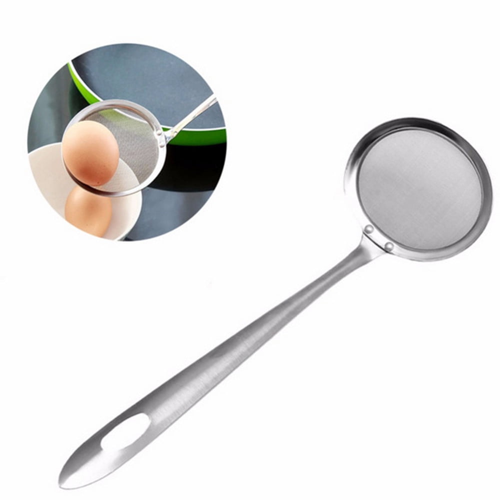 Stainless Steel Bowl, Oil Spoon, Grid Network Scoop Filter Spoon Stainless Round Colander Oil Filter Kitchen，Dining &... - Image 5