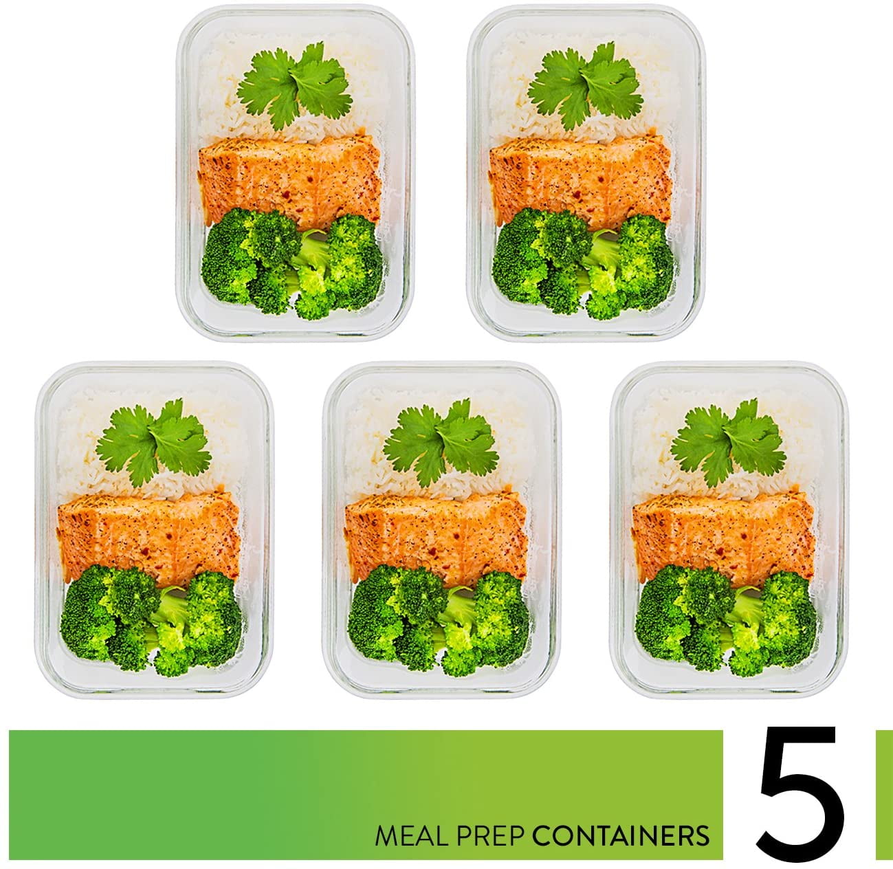 5 Packs Glass Food Storage Containers - Meal Containers, 36 Oz - Image 2