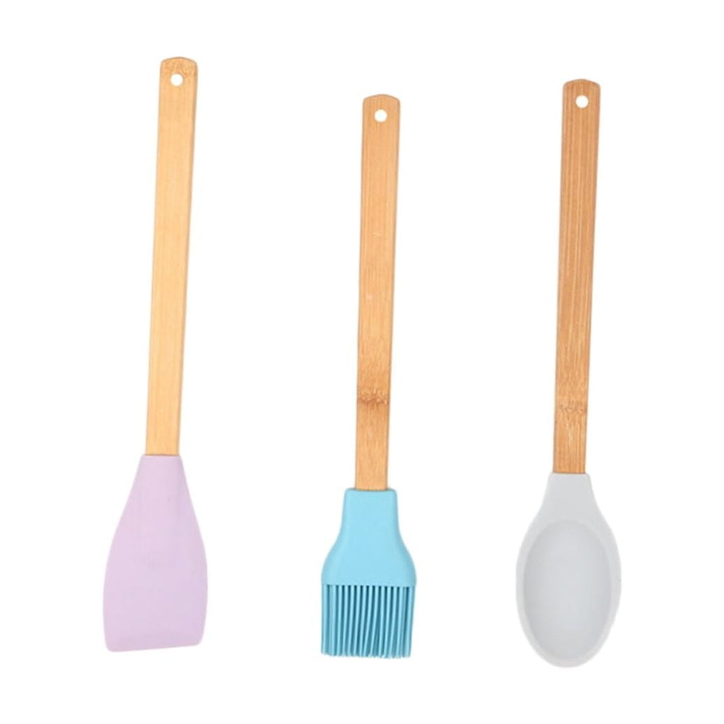 3Pcs Tools Set Heat Resistant Silicone Spatula Spoon Brush Kitchen Utensil For Cooking - Image 5