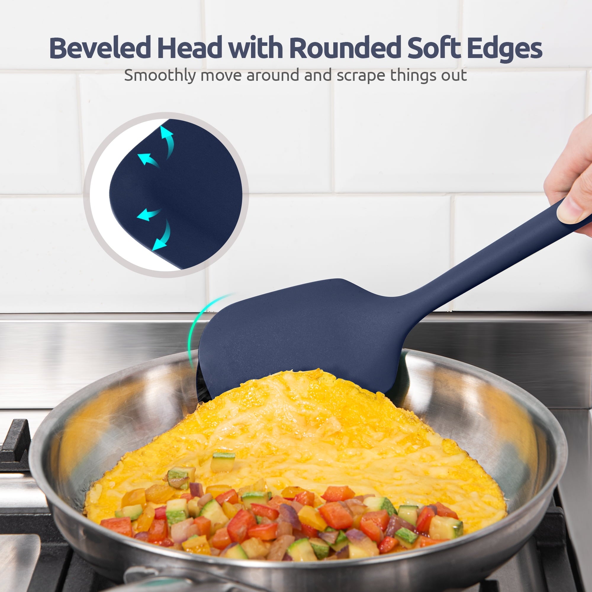 Silicone Kitchen Cooking Utensil Set: Heat Resistant 13.6in Long Kitchen Gadgets, Free Non Stick Rubber Cook Accessor... - Image 5