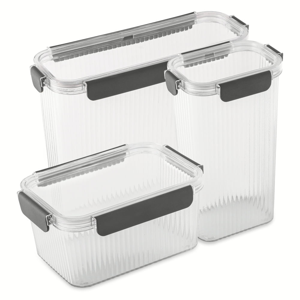 (2 pack) Thyme and Table 6-Piece Clear Ribbed Food Storage Container Set - Image 2