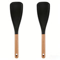 2pc Silicone Cooking Spoon, Wooden Handle BPA-Free Utensil, 11.4'' Nonstick Safe, Multifunctional for Mixing Stirring...