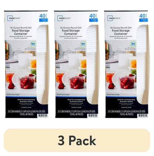(3 pack) 40 Piece 16oz Plastic Deli Container, Ideal Use for Meal Prep and Batch Cooking