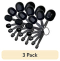 (3 pack) Mainstays 8-Piece Kitchen Measuring Cup & Spoon Set, Raised Measurements, Black, Polypropylene