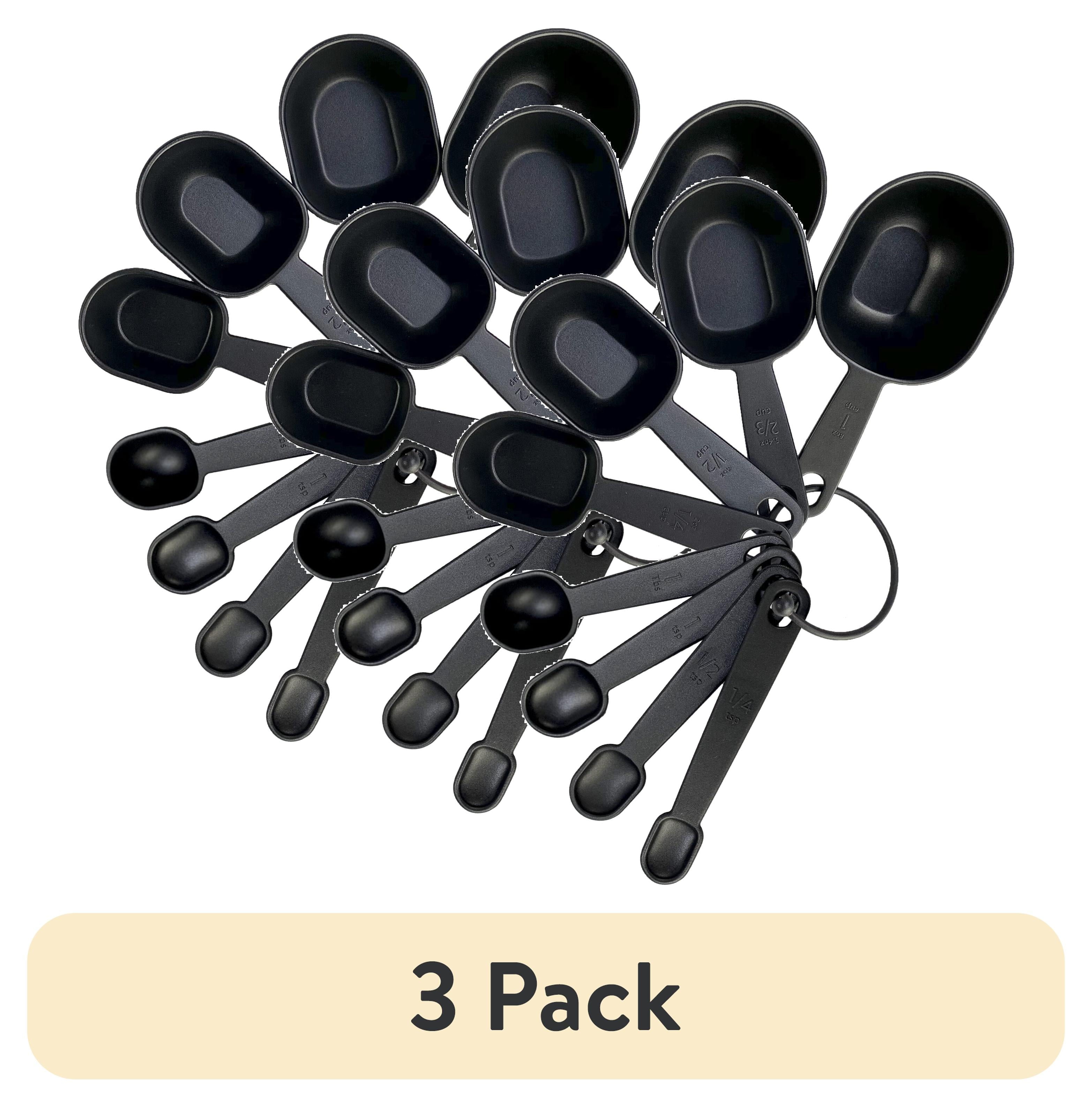 (3 pack) Mainstays 8-Piece Kitchen Measuring Cup & Spoon Set, Raised Measurements, Black, Polypropylene