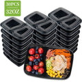 30 Pack 32 oz Meal Prep Containers Reusable, 2 Compartment Food Containers with Lids To Go Containers, Lunch-Microwav...