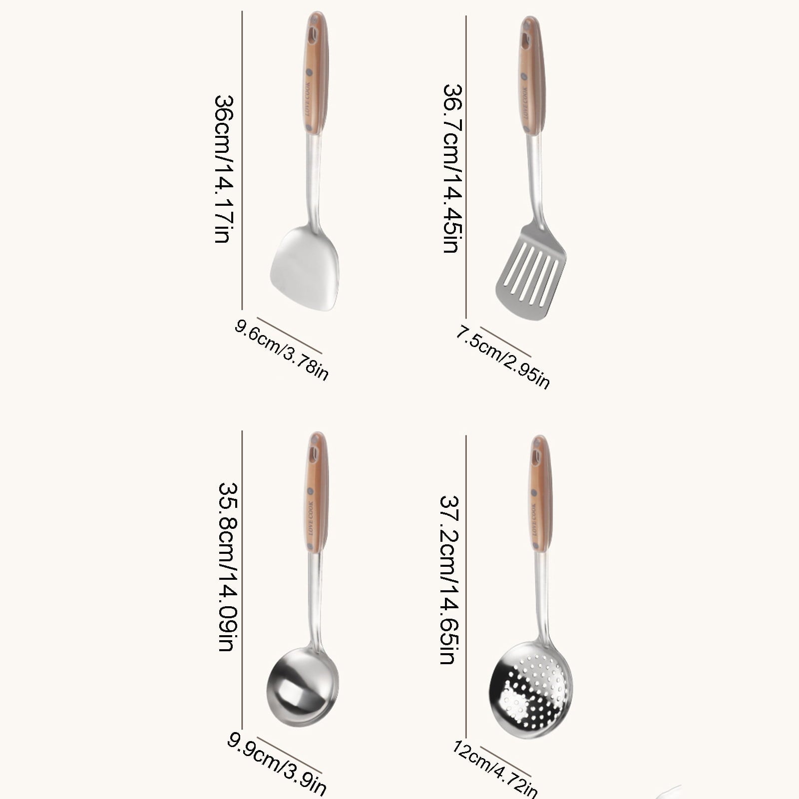 Stainless Steel Kitchen Utensils Set, 4 Pcs Kitchen Utensils Set, Heat Resistant Metal Kitchen Tools, Easy to Clean - Image 3