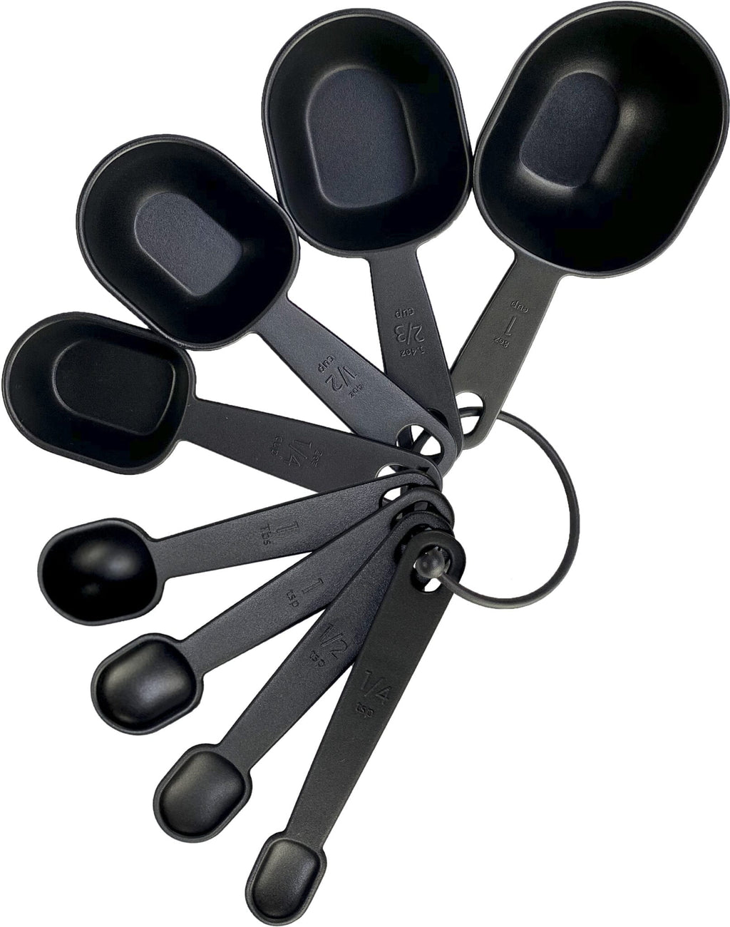 (3 pack) Mainstays 8-Piece Kitchen Measuring Cup & Spoon Set, Raised Measurements, Black, Polypropylene - Image 2