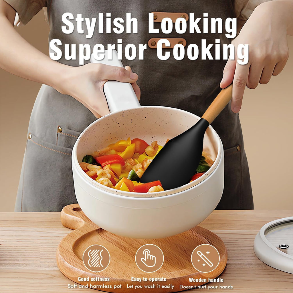 Silicone Cooking Utensils Set - Silicone Kitchen Utensils for Cooking Wooden Handles, Heat Resistant Kitchen Utensil ... - Image 5
