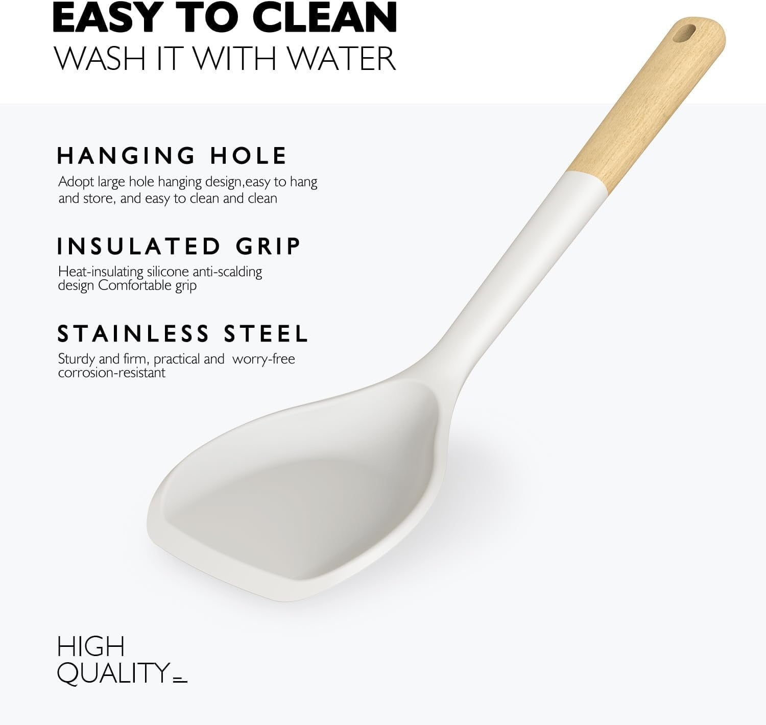 Large Silicone Cooking Utensils Set - Heat Resistant Silicone Kitchen Utensils for Cooking w Wooden Handles, Spatula ... - Image 4