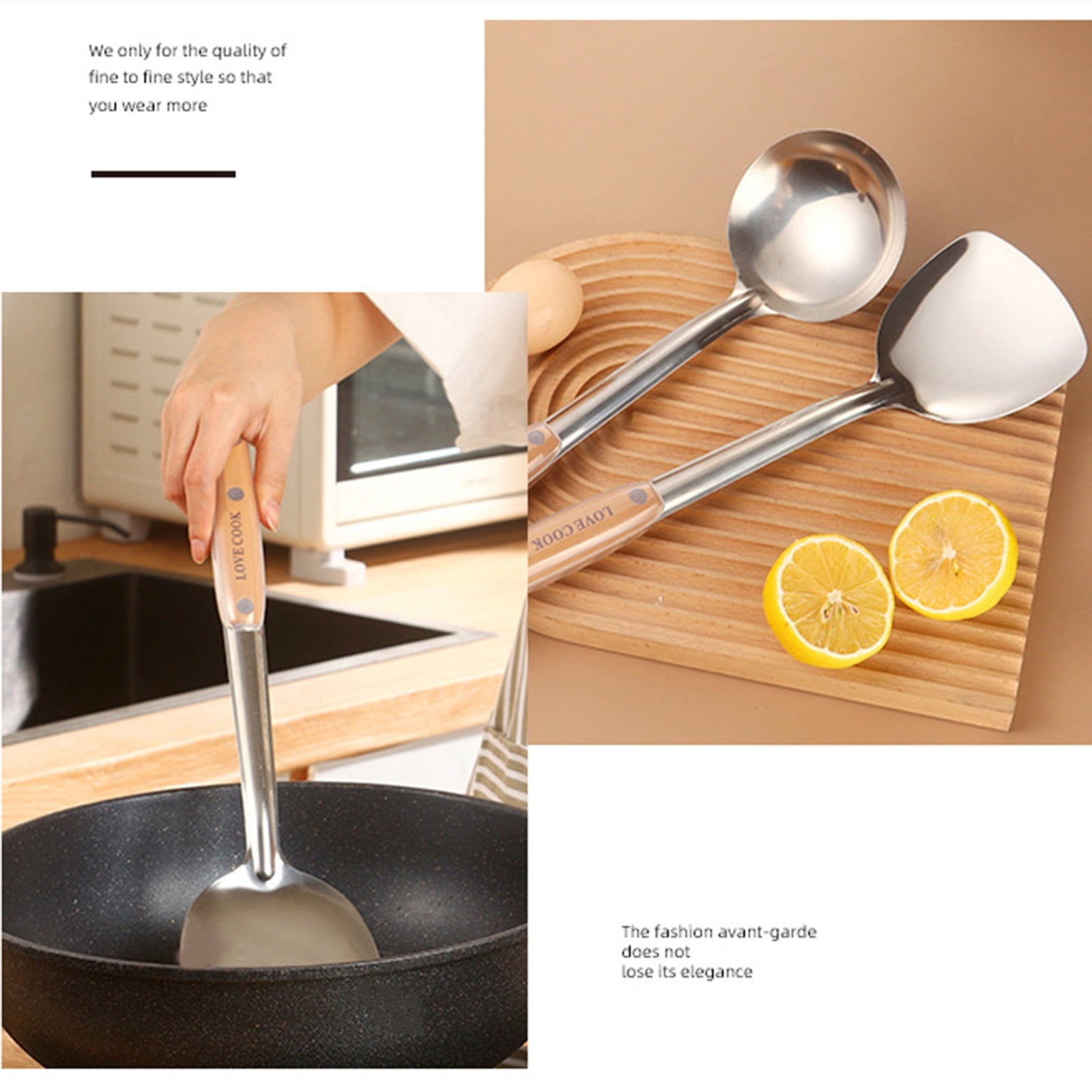 Stainless Steel Kitchen Utensils Set, 4 Pcs Kitchen Utensils Set, Heat Resistant Metal Kitchen Tools, Easy to Clean - Image 5