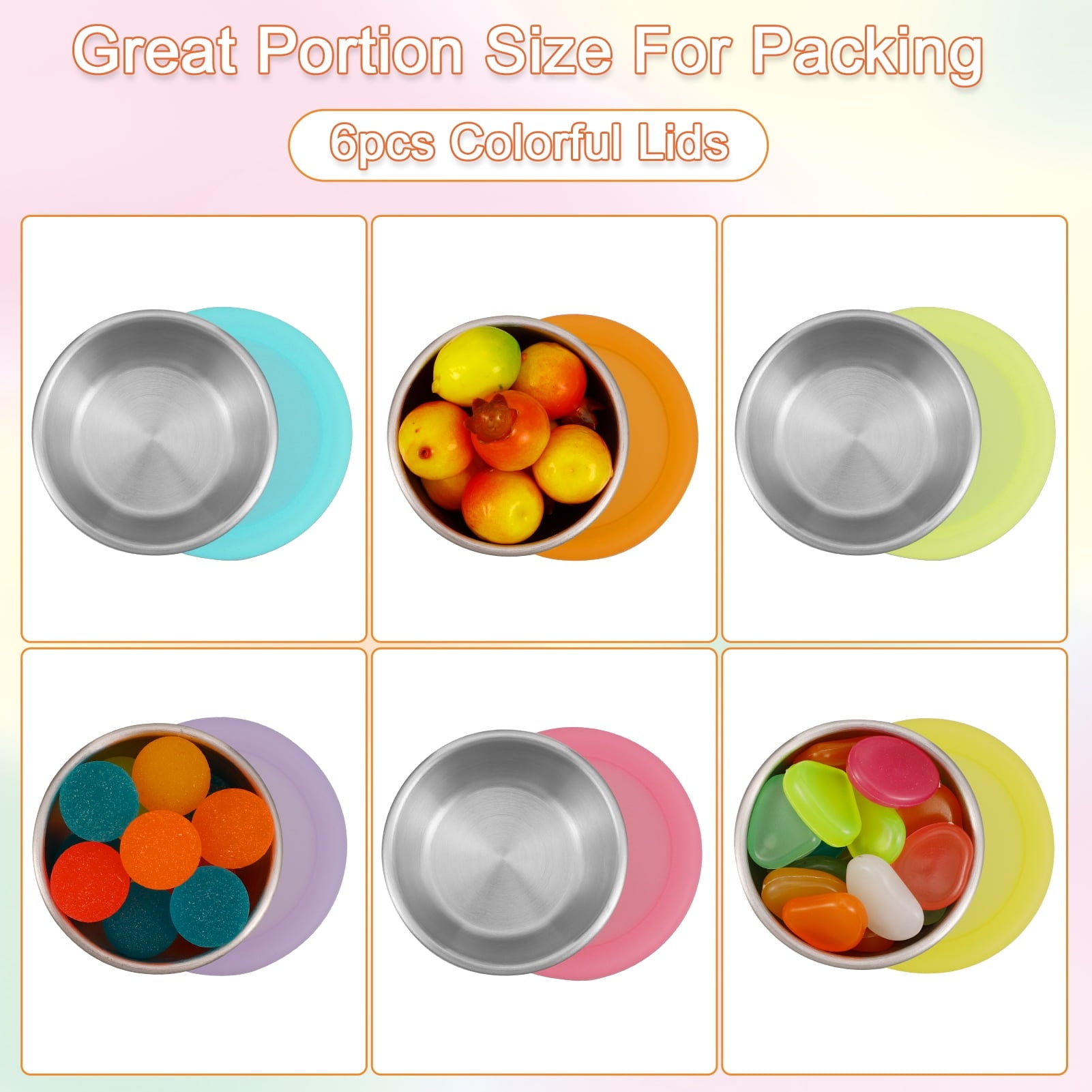 AOWOO 6 Pcs 1.6 Oz Salad Dressing Container To Go, Condiment Cups Containers with Lids, Stainless steel Reusable Leakproof Dipping Sauce Cup - Image 5