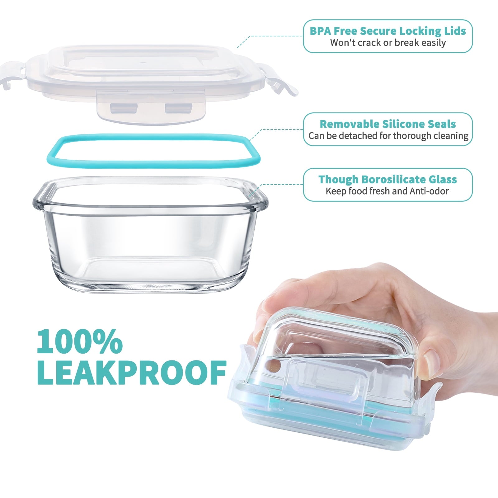 16 Pcs Glass Food Storage Containers , Meal Prep , Airtight Bento Boxes with Leak Proof Locking Lids, Microwave/Oven/... - Image 3