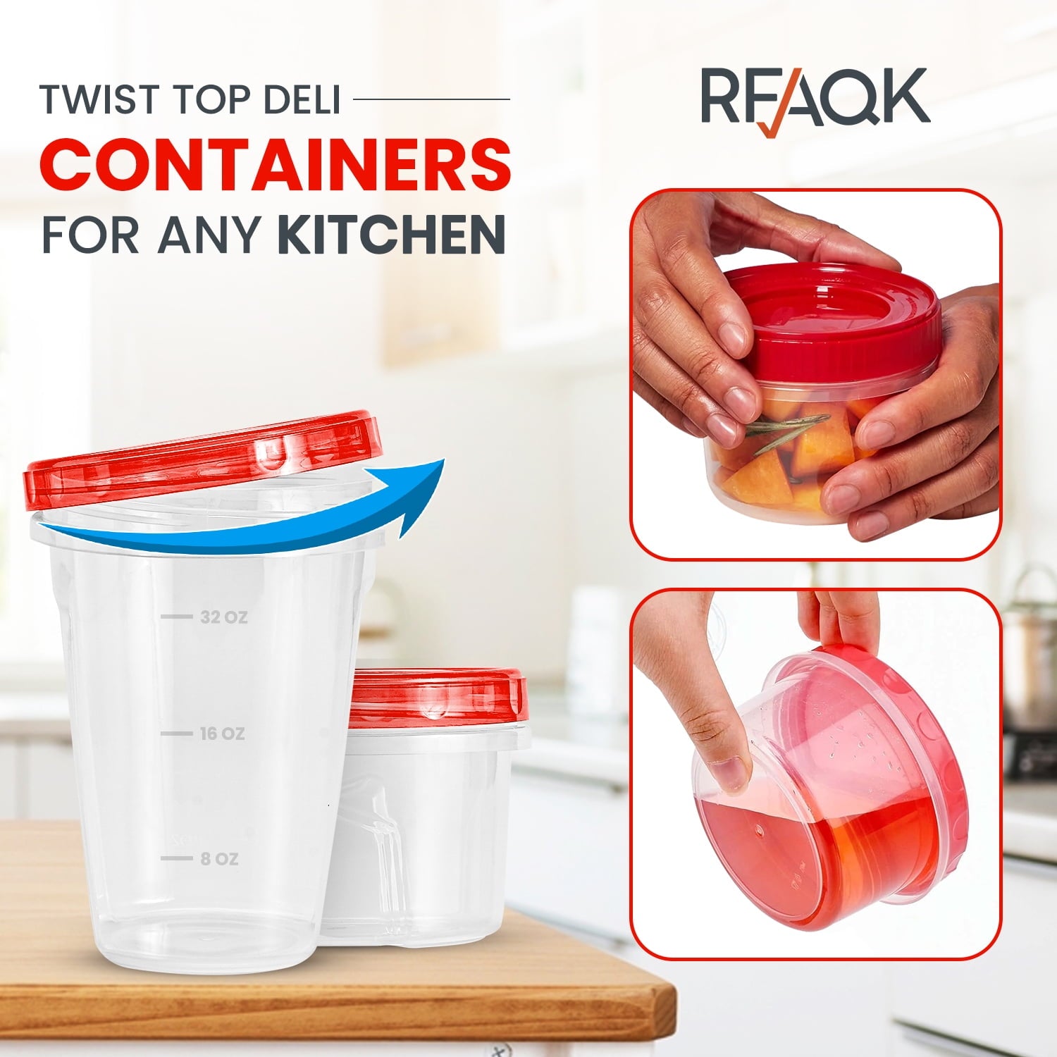 16 PCS Freezer Soup Containers with Lids-16 Plastic 16/32 OZ Deli Containers with Twist Top Lids-Food Storage Contain... - Image 5