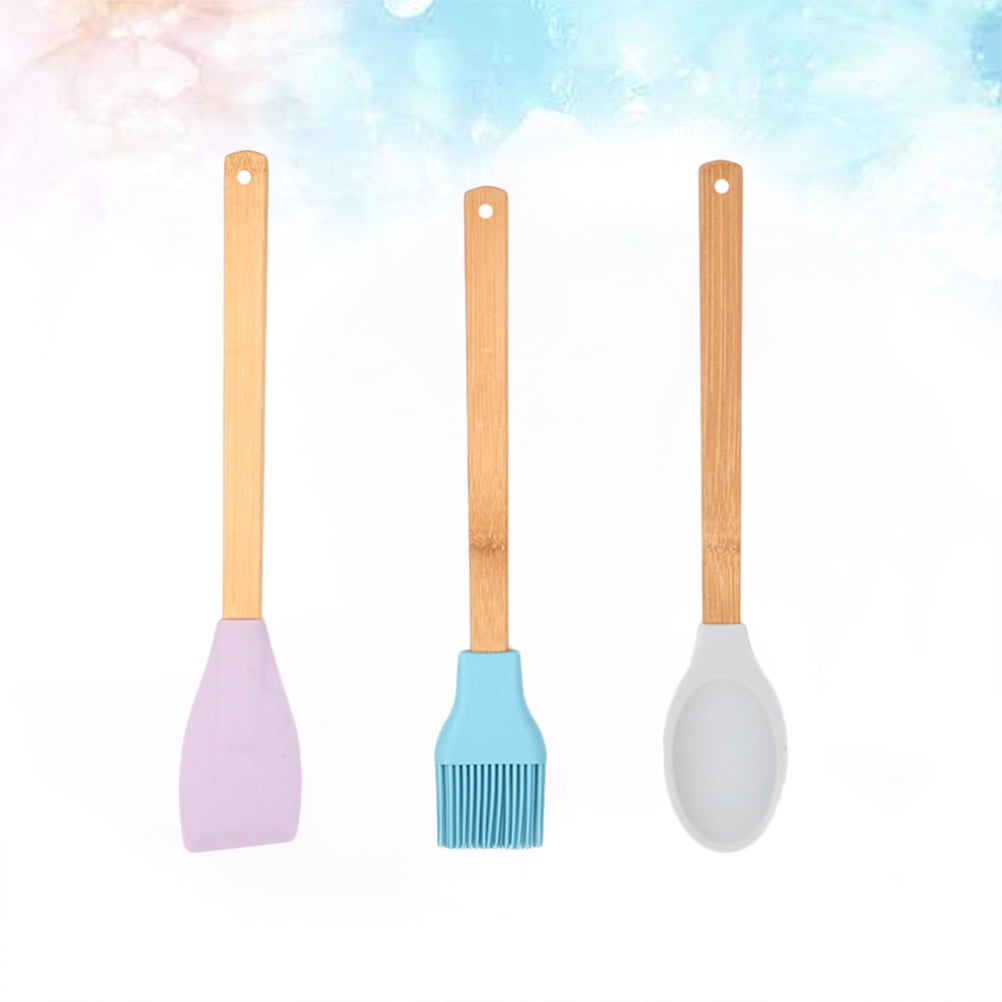 3Pcs Tools Set Heat Resistant Silicone Spatula Spoon Brush Kitchen Utensil For Cooking - Image 4