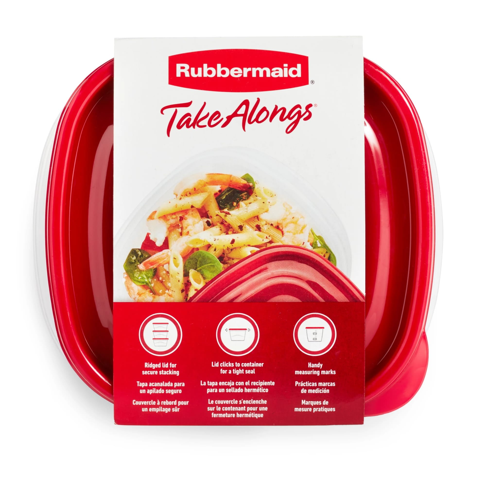 (4 pack) TakeAlongs 5.2-Cup Deep Square Food Storage Containers, Ruby Red, 4 pack - Image 3