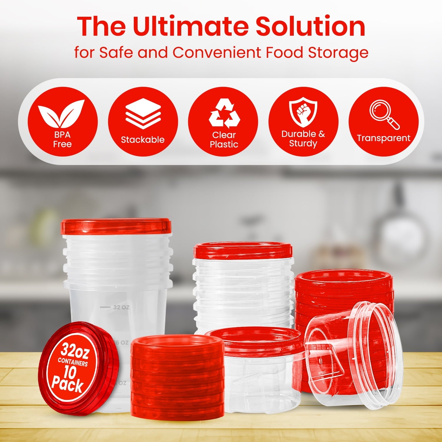 16 PCS Freezer Soup Containers with Lids-16 Plastic 16/32 OZ Deli Containers with Twist Top Lids-Food Storage Contain... - Image 3