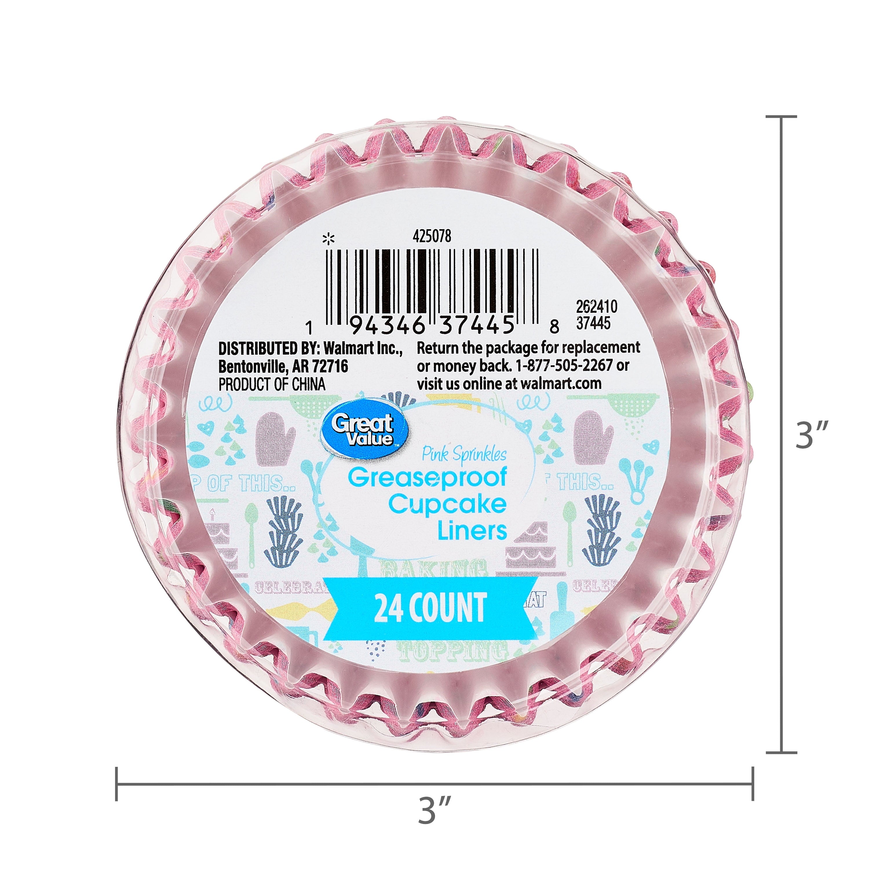 (4 pack) Great Value Pink Sprinkles Greaseproof Cupcake Liners, 24 Count - Image 6