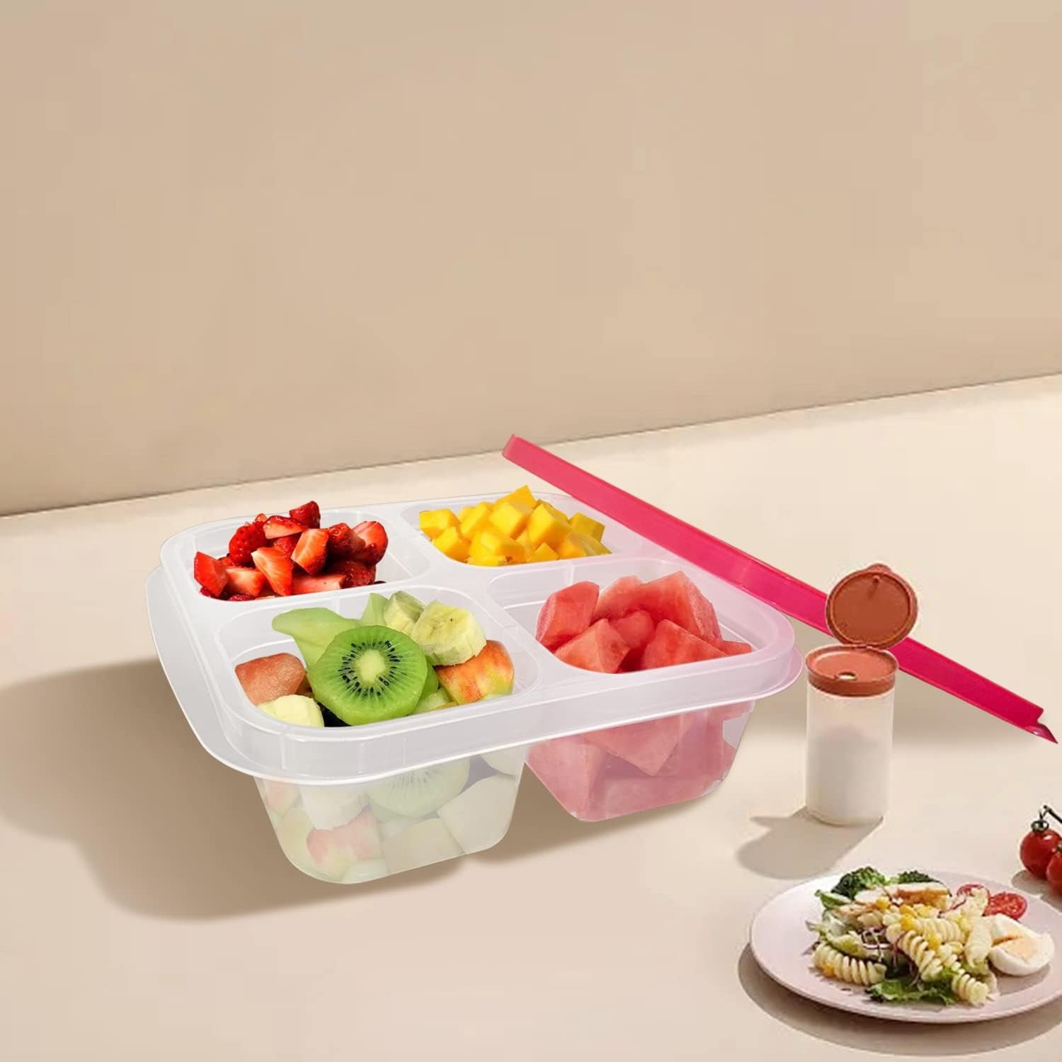 5 Pcs Bento Snack Food Containers, Divided Food Storage with Lids for Travel, Reusable Meal Prep Lunch Containers.6.6... - Image 4