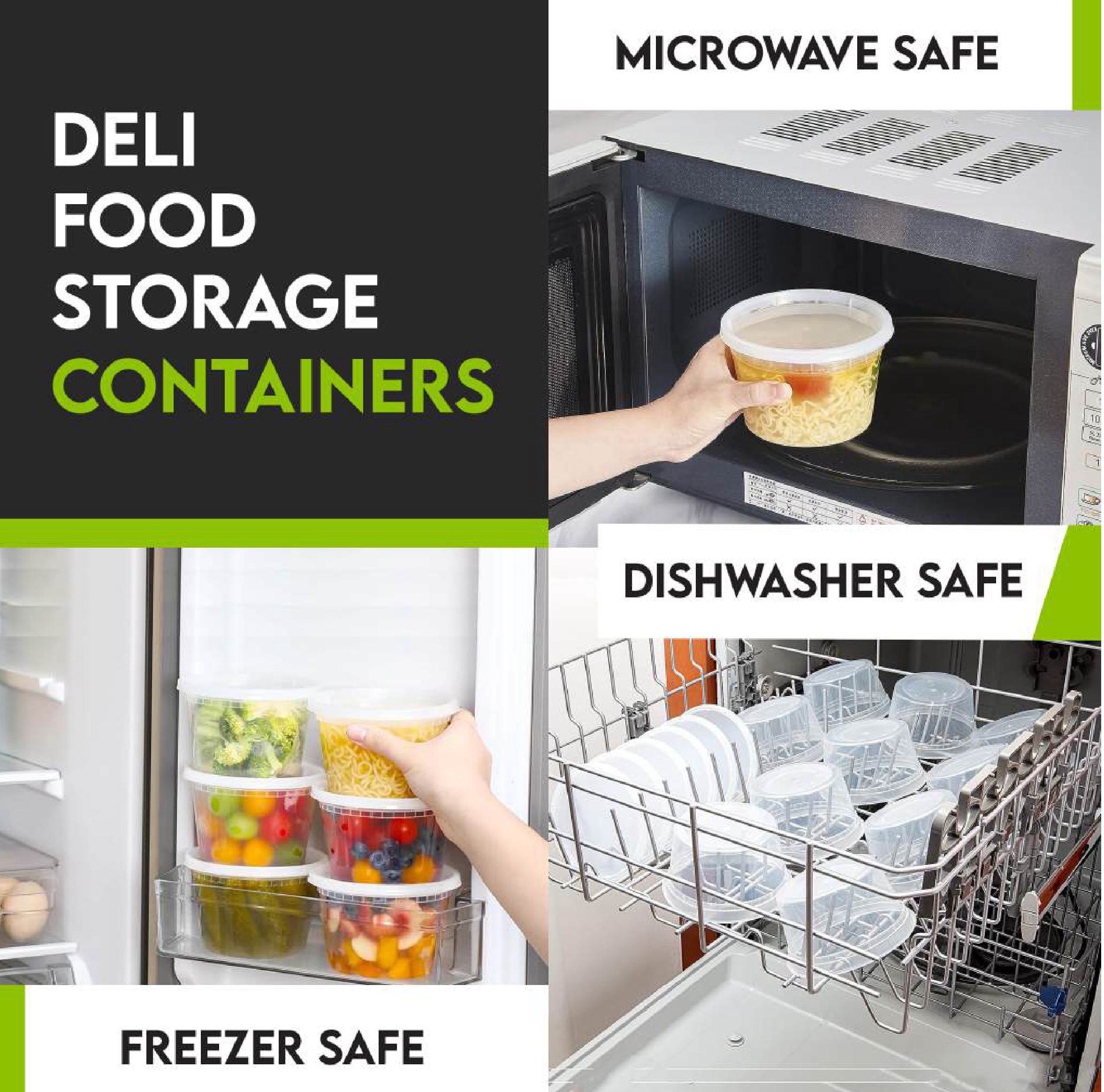 60 PCS Deli Containers with Lids- 8oz*50 pcs Deli Cups & 10 Spoons for Meal Prep - Kitchen Airtight Food Storage Cont... - Image 4