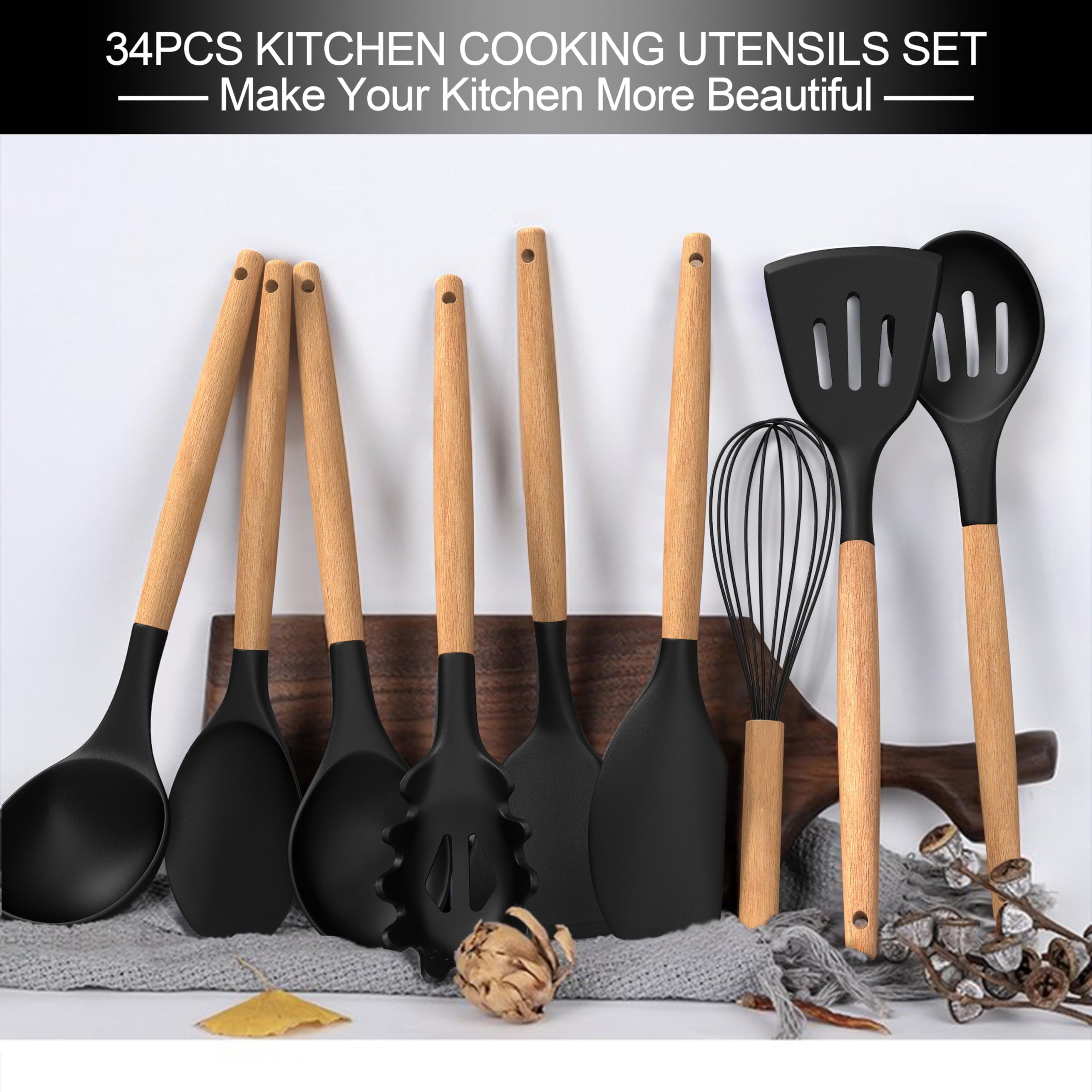 43Pcs Silicone Cooking Utensils Set - Heat Resistant Non-Stick Kitchen Utensils, Kitchen Utensil Gadgets Tools Set fo... - Image 5