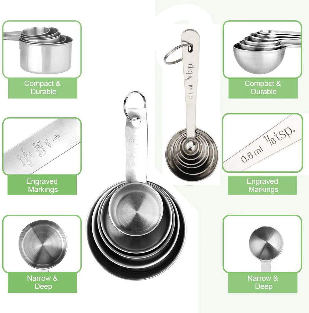 13-Piece Stainless Steel Measuring Cups and Spoons Set, 5 Stainless Steel Measuring Cups,6 Stainless Steel Measuring ... - Image 5