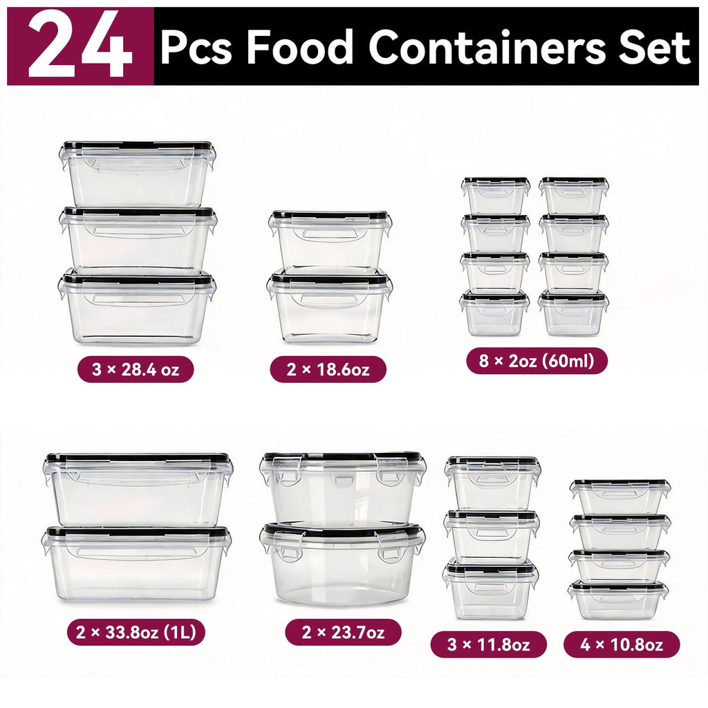 50 Pcs Food Storage Containers with Lids (24 Containers + 24 Lids+ Labels & Marker), Meal Prep Containers for Pantry Organization and Kitche - Image 2