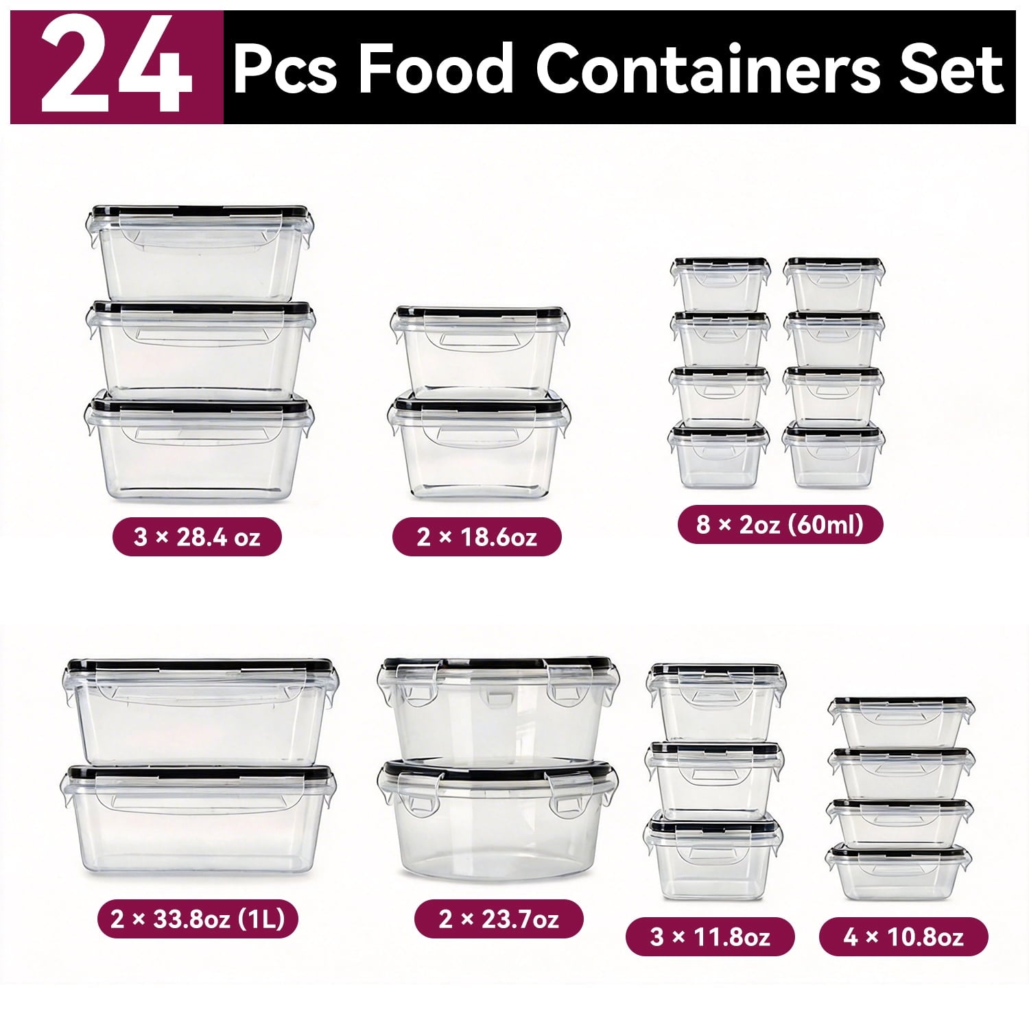 50 Pcs Food Storage Containers with Lids (24 Containers + 24 Lids+ Labels & Marker), Meal Prep Containers for Pantry Organization and Kitche - Image 2