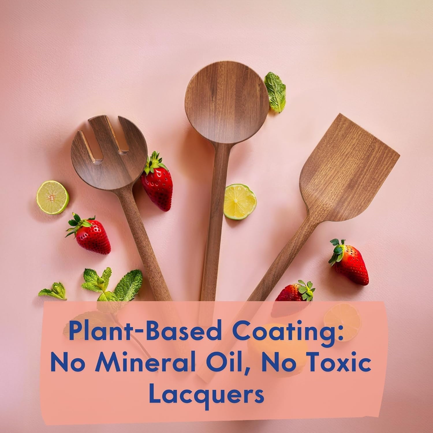 6-Piece, Glue-Free & One-Piece Wooden Spoons, Natural Wooden Set with Plant-Based Finish, Free of Chemicals. - Image 4