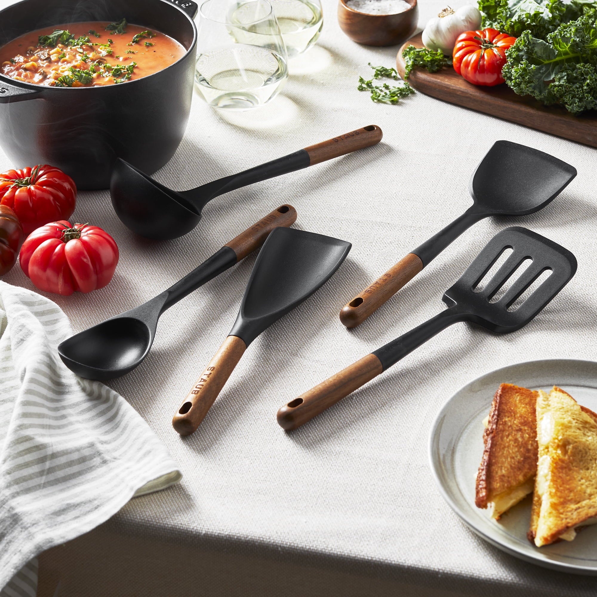 Staub Silicone with Wood Handle 5-pc Cooking Utensil Set - Image 3