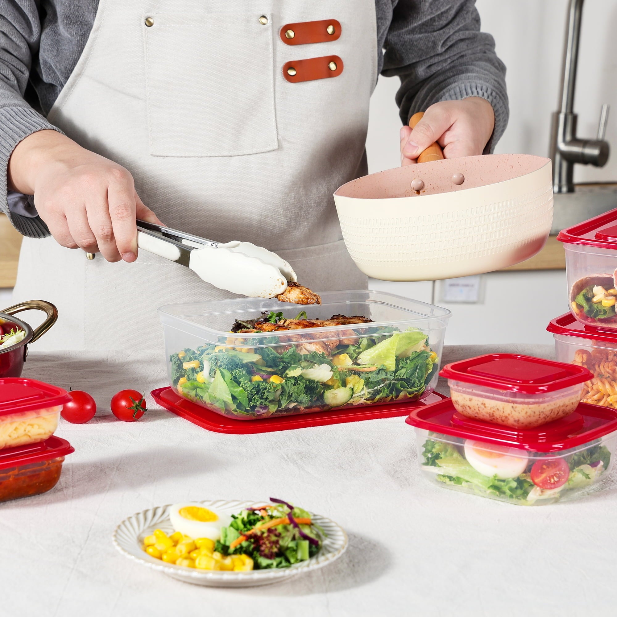 34 Meal Prep Containers, 7-Size ，Plastic Food Storage Containers with Lids for Lunch,Leftover - Image 2